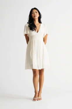 Tobi Out Of Time Plunging Pleated Mini Dress -
