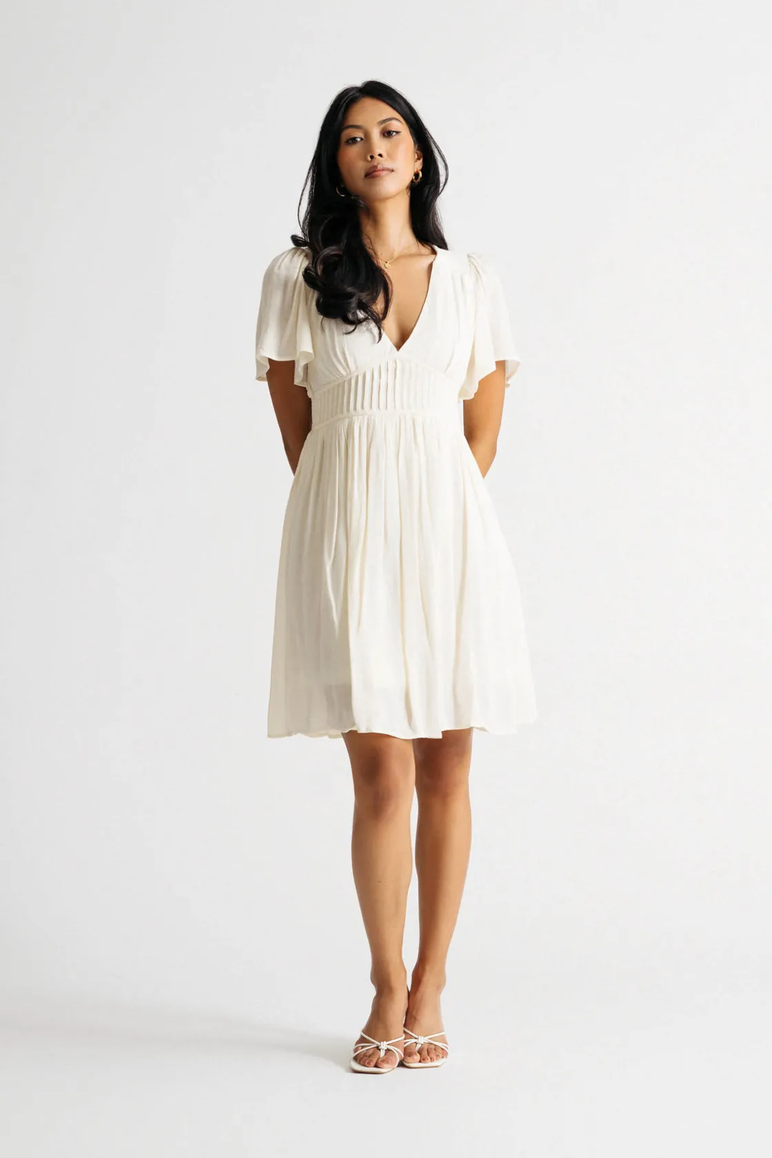 Tobi Out Of Time Plunging Pleated Mini Dress -