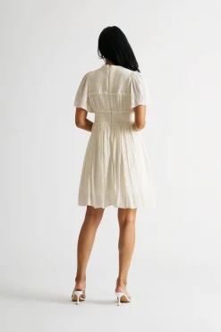 Tobi Out Of Time Plunging Pleated Mini Dress -
