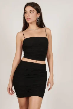 Tobi Overnight Ruched Crop Top And Mini Skirt Set -