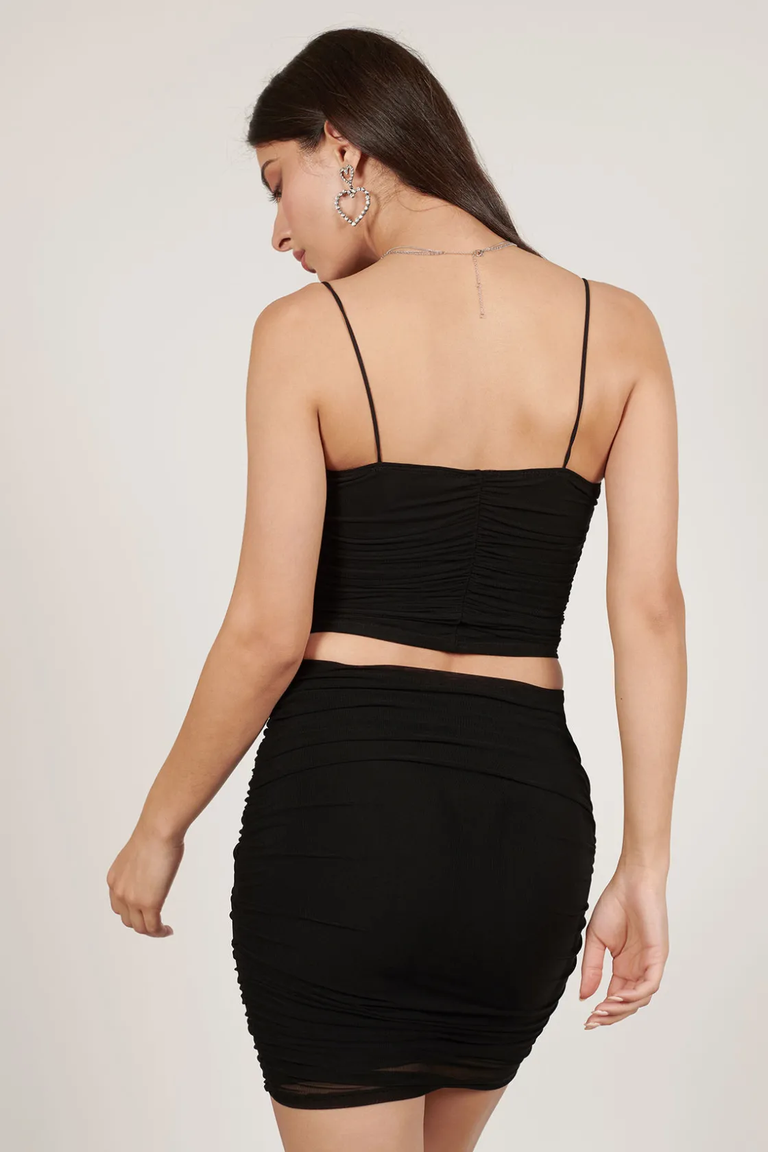 Tobi Overnight Ruched Crop Top And Mini Skirt Set -