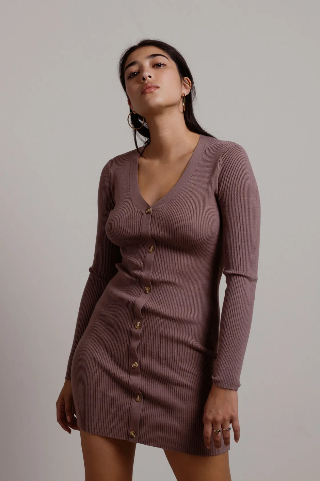 Tobi Oxnard Ribbed Sweater Mini Dress -