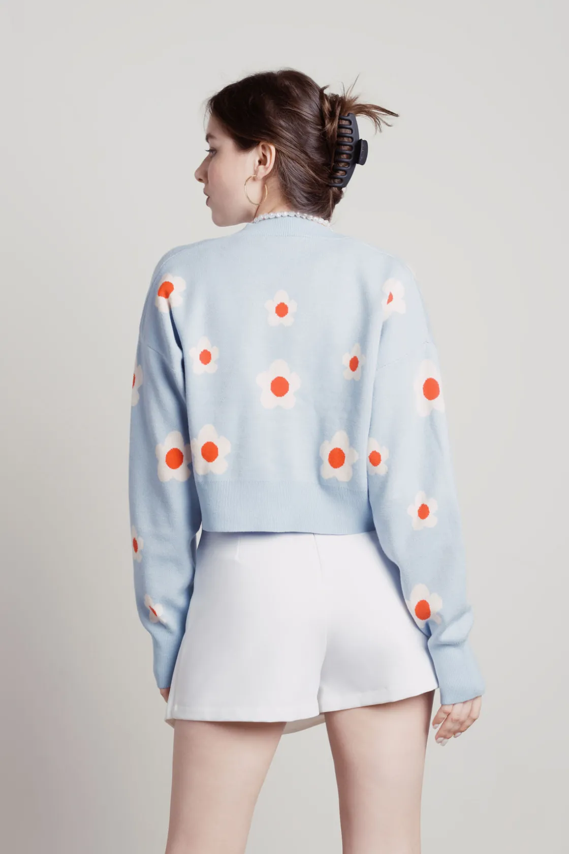 Tobi Paint By Flowers Floral Print Cardigan - Strawberry Pink