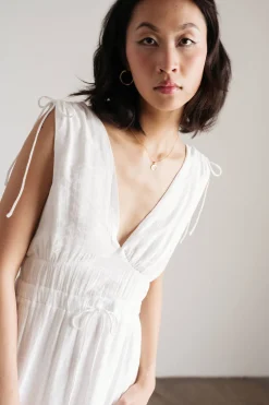 Tobi Pallas Ruched Slit Midi Dress