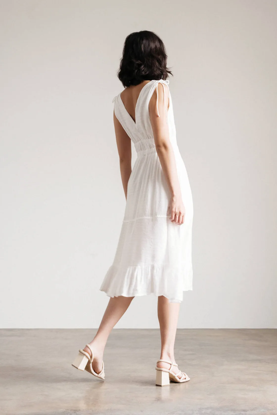 Tobi Pallas Ruched Slit Midi Dress