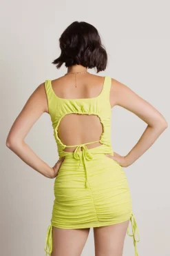 Tobi Party With Us Ruched Open Back Mini Dress -