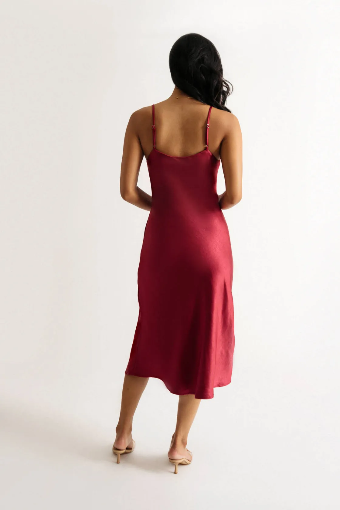 Tobi Pia Satin Cami Midi Dress - Pine