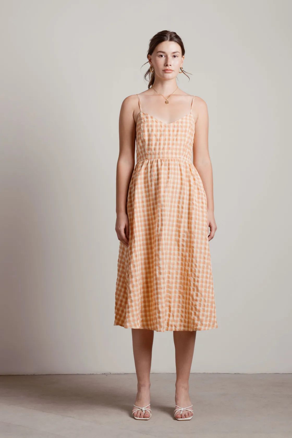 Tobi Picnic At The Cottage Gingham Cami Midi Dress -