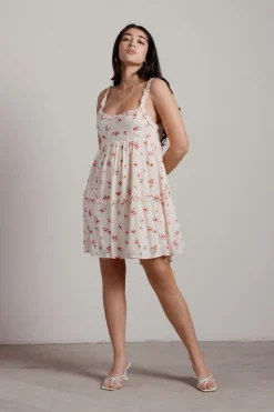 Tobi Pippa Floral Babydoll Mini Dress - Pink Dot
