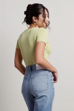 Tobi Pistachio Ribbed Bodysuit -