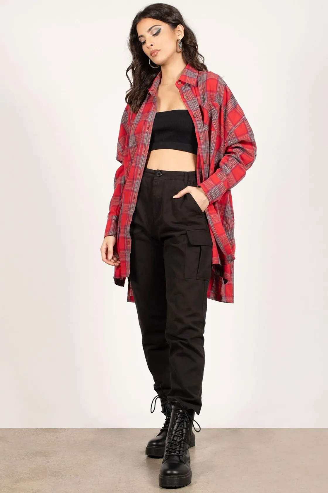 Tobi Plaid To The Bone Button Up Top -