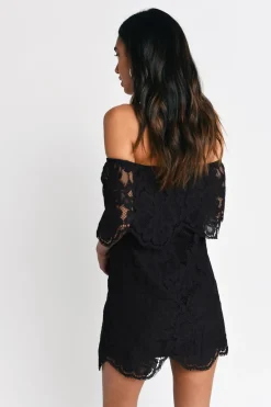 Tobi Play For Keeps Lace Off The Shoulder Mini Dress -