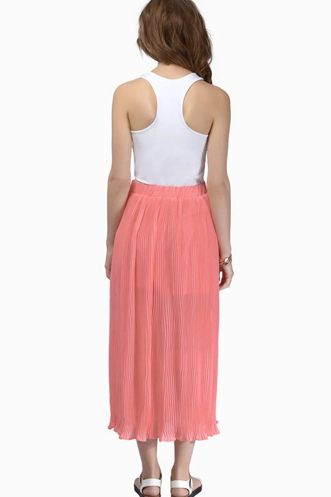 Tobi Pleat The Way Lettuce Hem Maxi Skirt - Mint