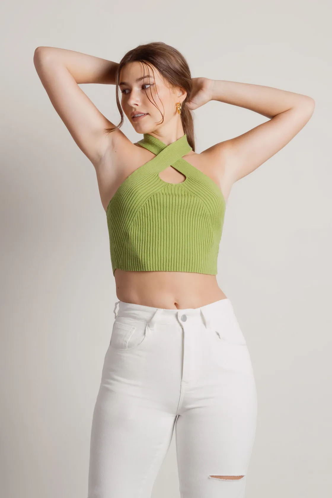 Tobi Polly Crop Top - Green