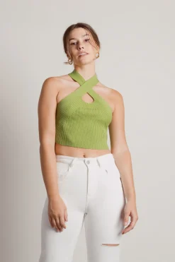 Tobi Polly Crop Top - Green