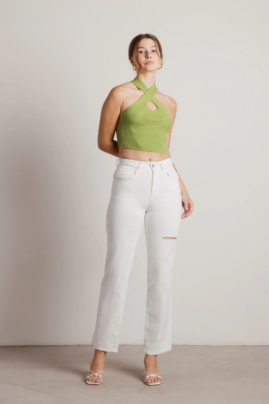 Tobi Polly Crop Top - Green