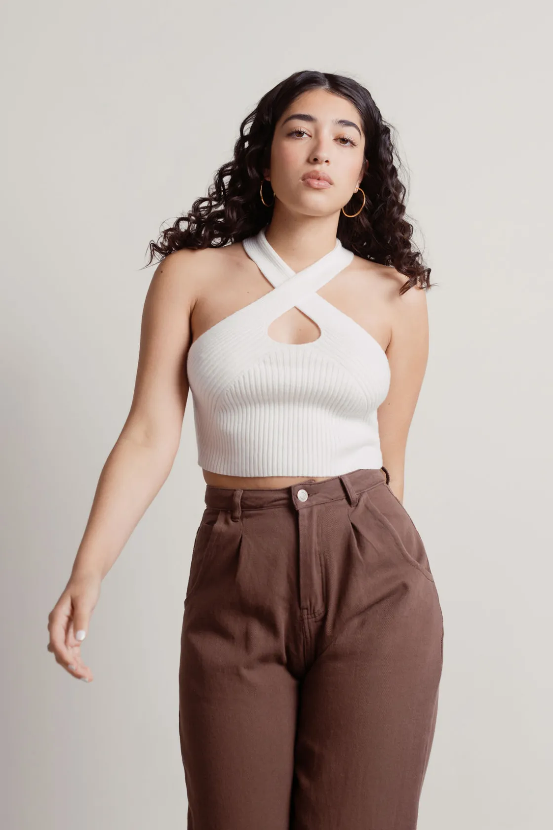 Tobi Polly Crop Top - Green