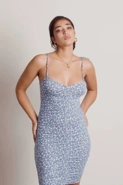 Tobi Predictable Floral Ruched Mini Dress -
