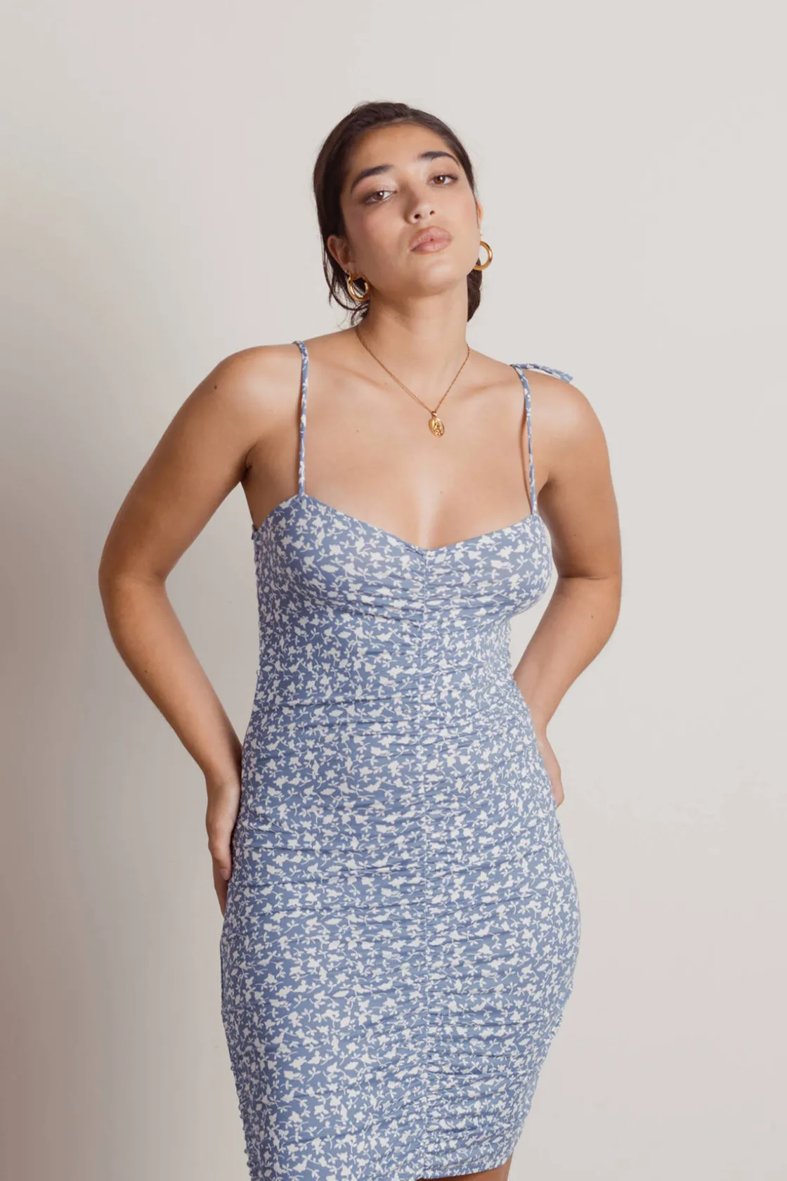 Tobi Predictable Floral Ruched Mini Dress -