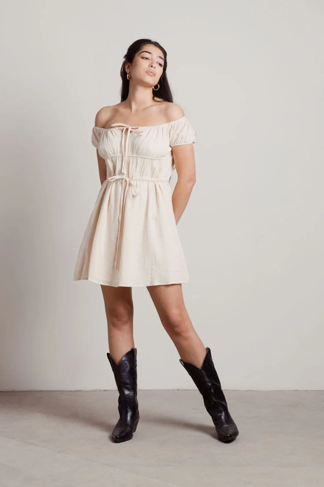 Tobi Pretty Little Things Off The Shoulder Babydoll Mini Dress -
