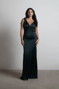 Tobi Priscella Satin Tie Strap Maxi Dress - Dusty Rose