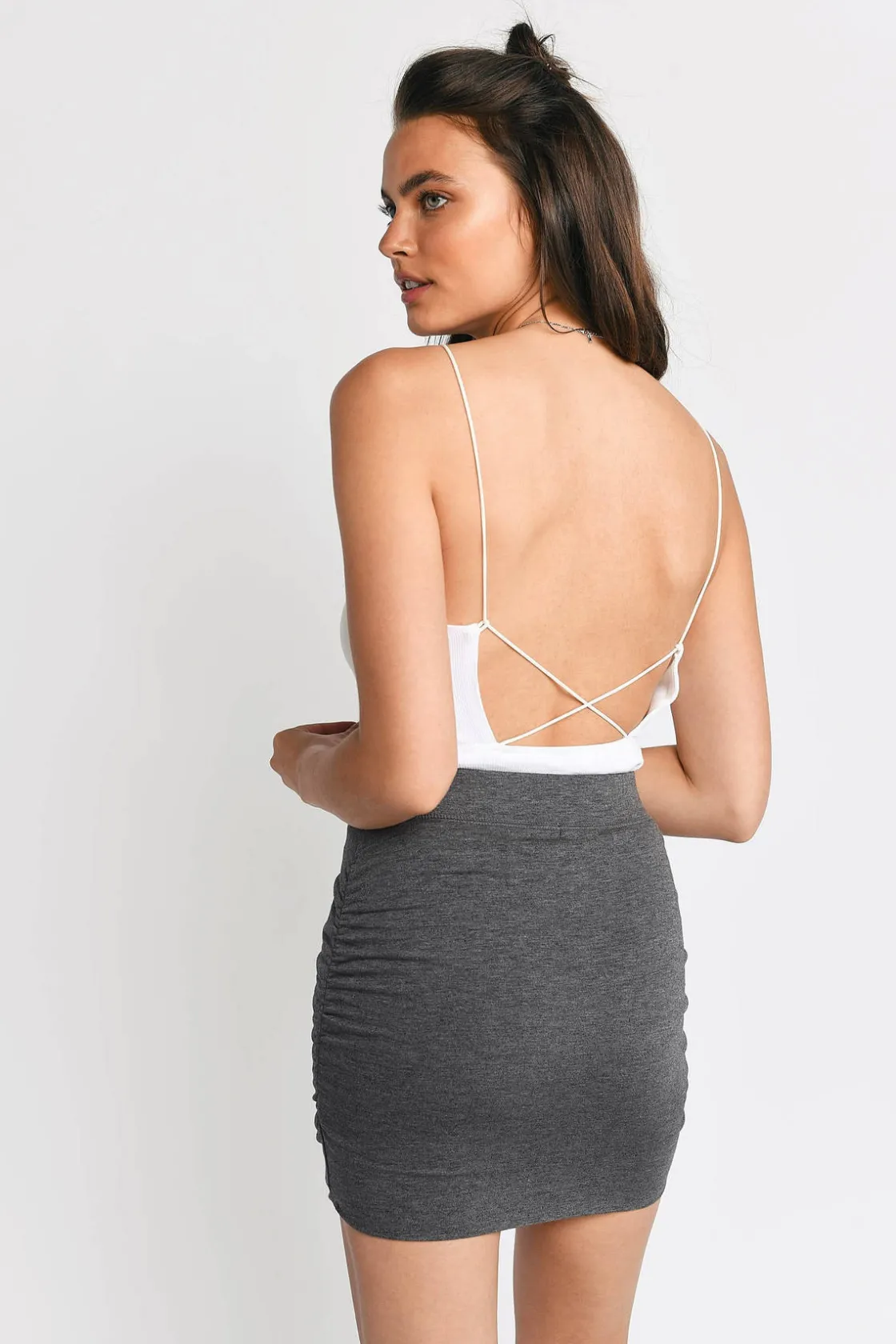 Tobi Pull It Together Side Ruched Mini Skirt -