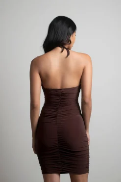 Tobi Put In Work Cutout Open Back Mini Dress - Chocolate