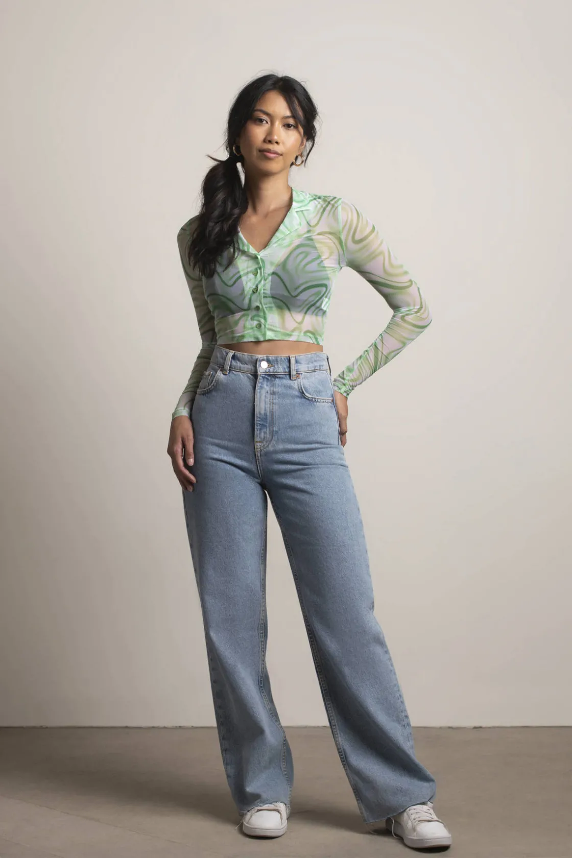 Tobi Put On The Pressure Crop Top - Green