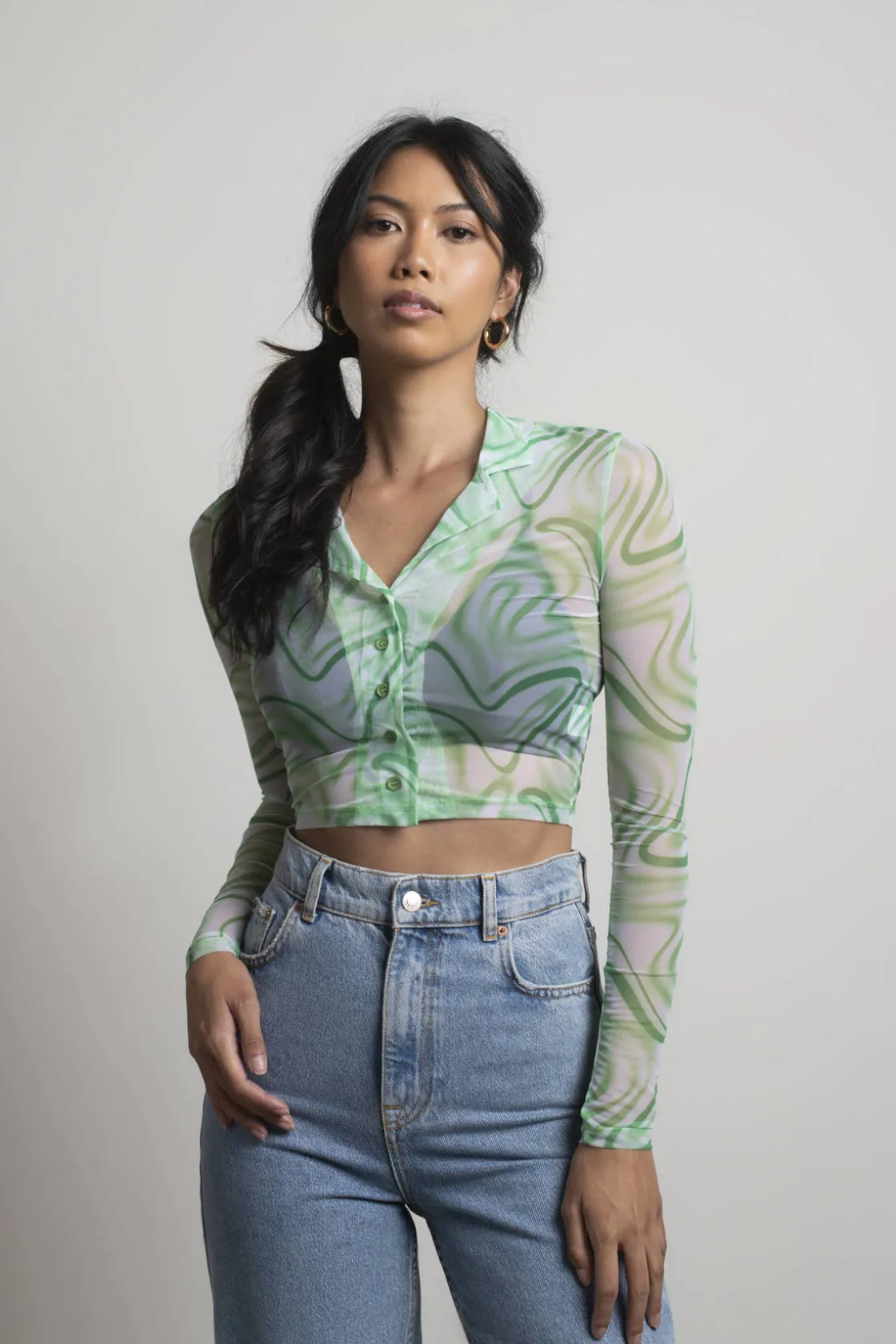 Tobi Put On The Pressure Crop Top - Green