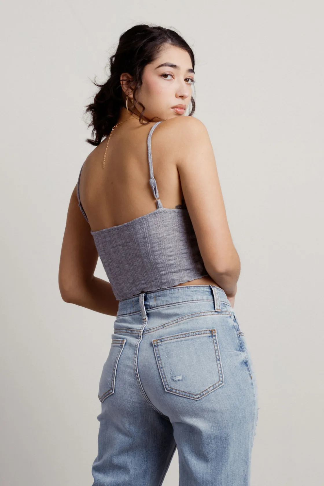 Tobi Quicksand Crop Top - Grey