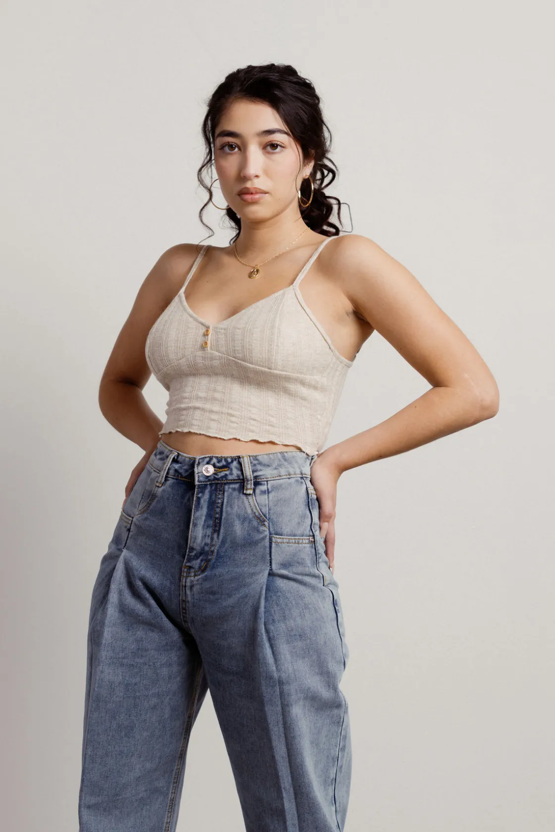 Tobi Quicksand Crop Top - Grey
