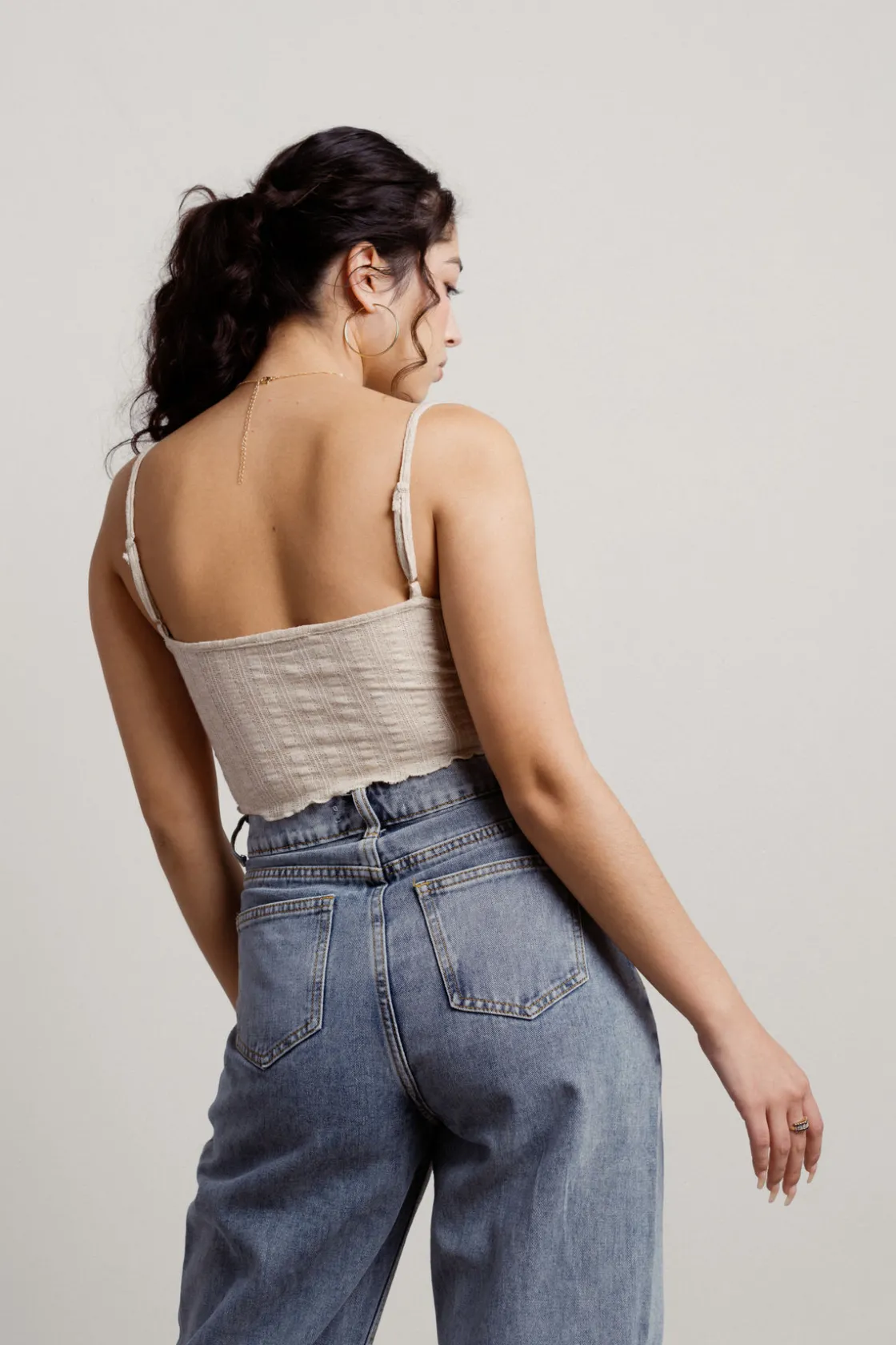 Tobi Quicksand Crop Top - Grey