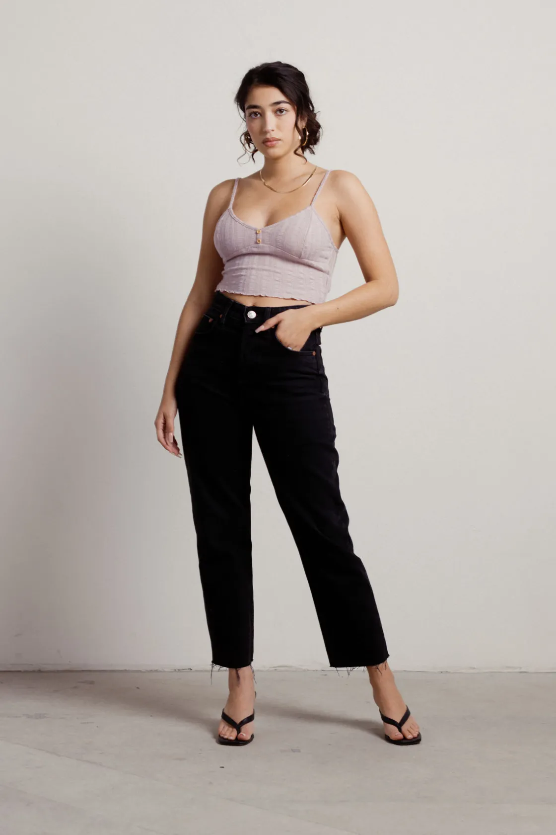 Tobi Quicksand Crop Top - Grey