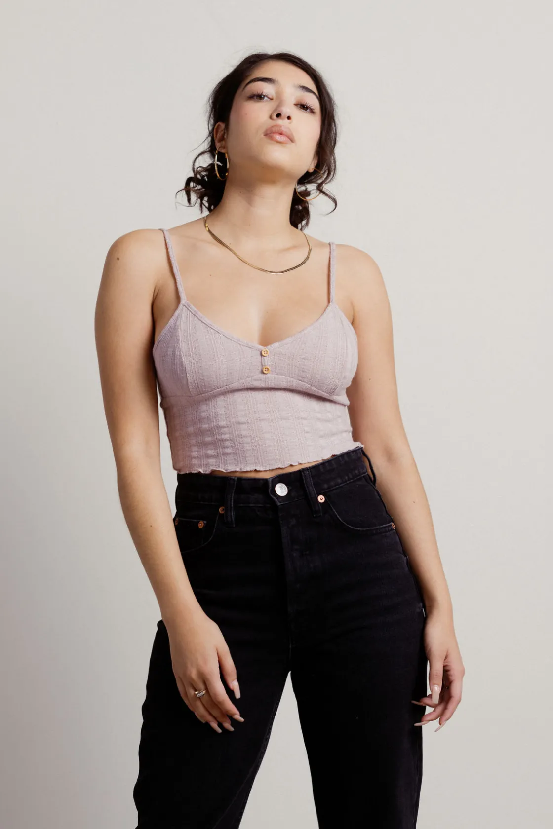 Tobi Quicksand Crop Top - Grey