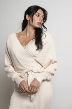 Tobi Rachael Wrap Sweater Mini Dress - Black