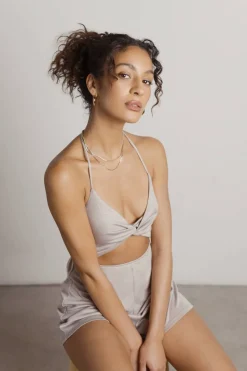 Tobi Rachel Cutout Romper - Taupe