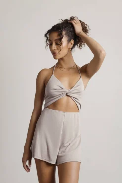 Tobi Rachel Cutout Romper - Taupe