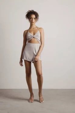 Tobi Rachel Cutout Romper - Taupe