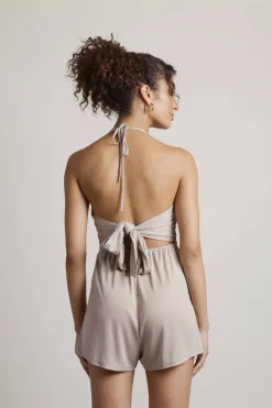 Tobi Rachel Cutout Romper - Taupe