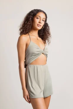 Tobi Rachel Cutout Romper - Taupe