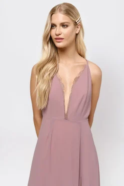 Tobi Raelyn Deep V High Slit Maxi Dress -
