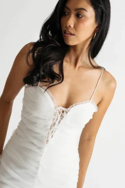 Tobi Raeya Lace Up Sweetheart Mini Dress - Black