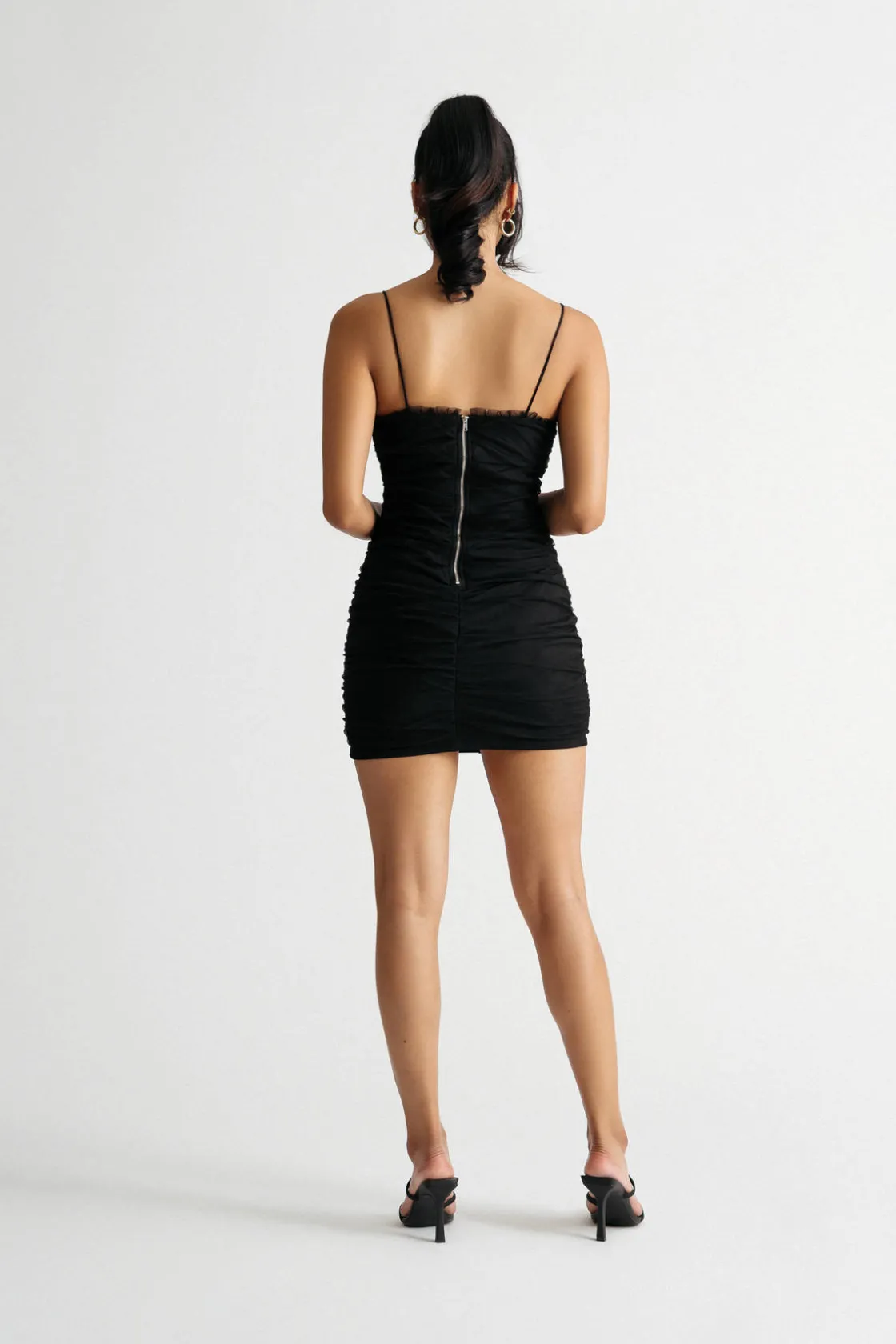 Tobi Raeya Lace Up Sweetheart Mini Dress - Black