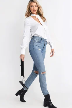 Tobi Reagan Neck Tie Blouse -