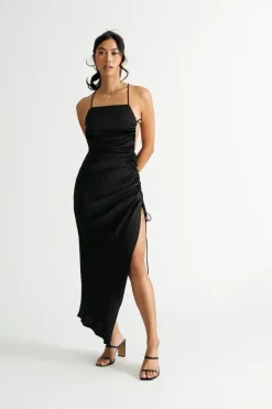 Tobi Real Romance Ruched Slit Midi Dress