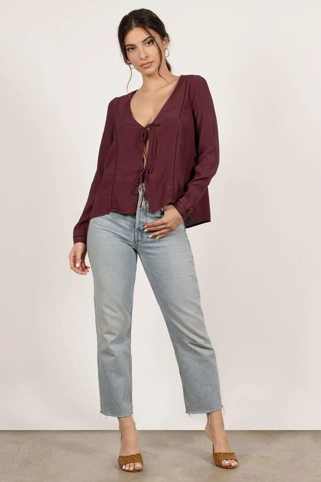 Tobi Rebecka Front Tie Blouse - Black