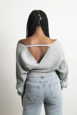 Tobi Relax Sweetie Wrap Tie Sweater - Grey
