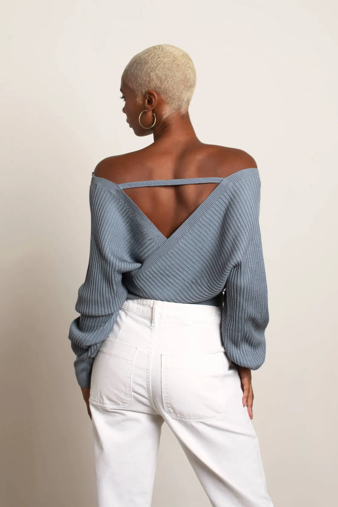 Tobi Relax Sweetie Wrap Tie Sweater - Grey