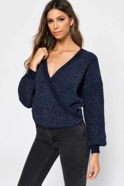 Tobi Rene Wrap Sweater - Navy