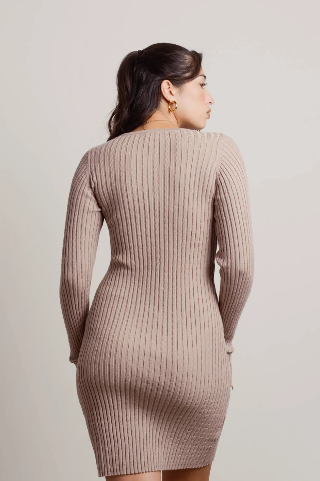 Tobi Reste Cable Knit Sweater Mini Dress -